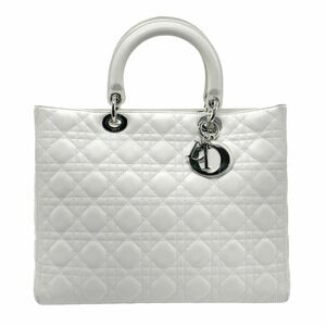 Christian Dior Lady 2way Shoulder Bag lambskin white